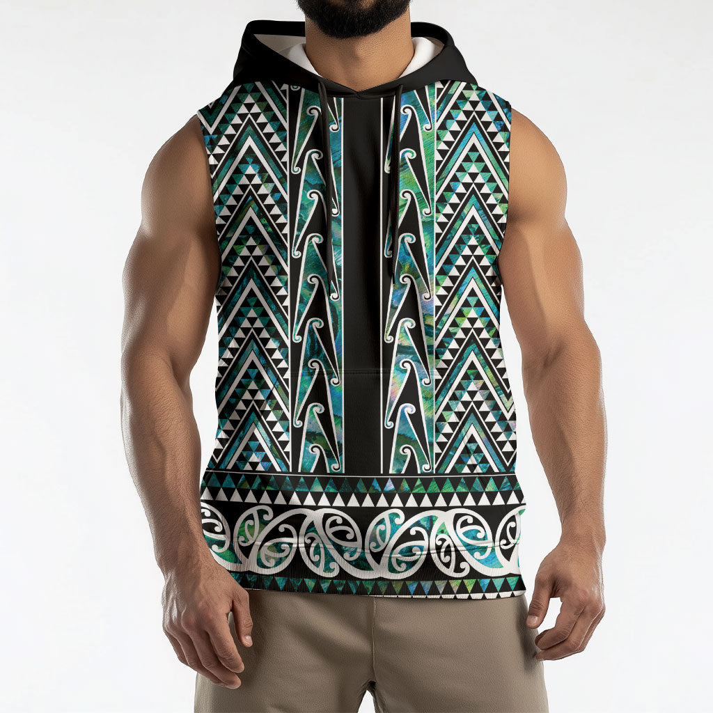 New Zealand Maori Niho Taniwha Sleeveless Hoodie Papua Shell - Mangopare Puhoro Pattern