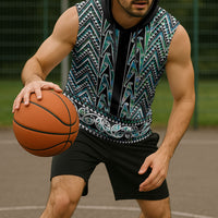 New Zealand Maori Niho Taniwha Sleeveless Hoodie Papua Shell - Mangopare Puhoro Pattern