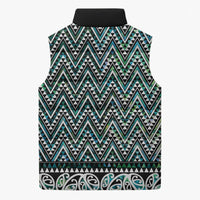 New Zealand Maori Niho Taniwha Sleeveless Puffer Jacket Papua Shell - Mangopare Puhoro Pattern