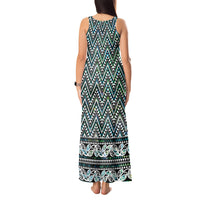 New Zealand Maori Niho Taniwha Tank Maxi Dress Papua Shell - Mangopare Puhoro Pattern