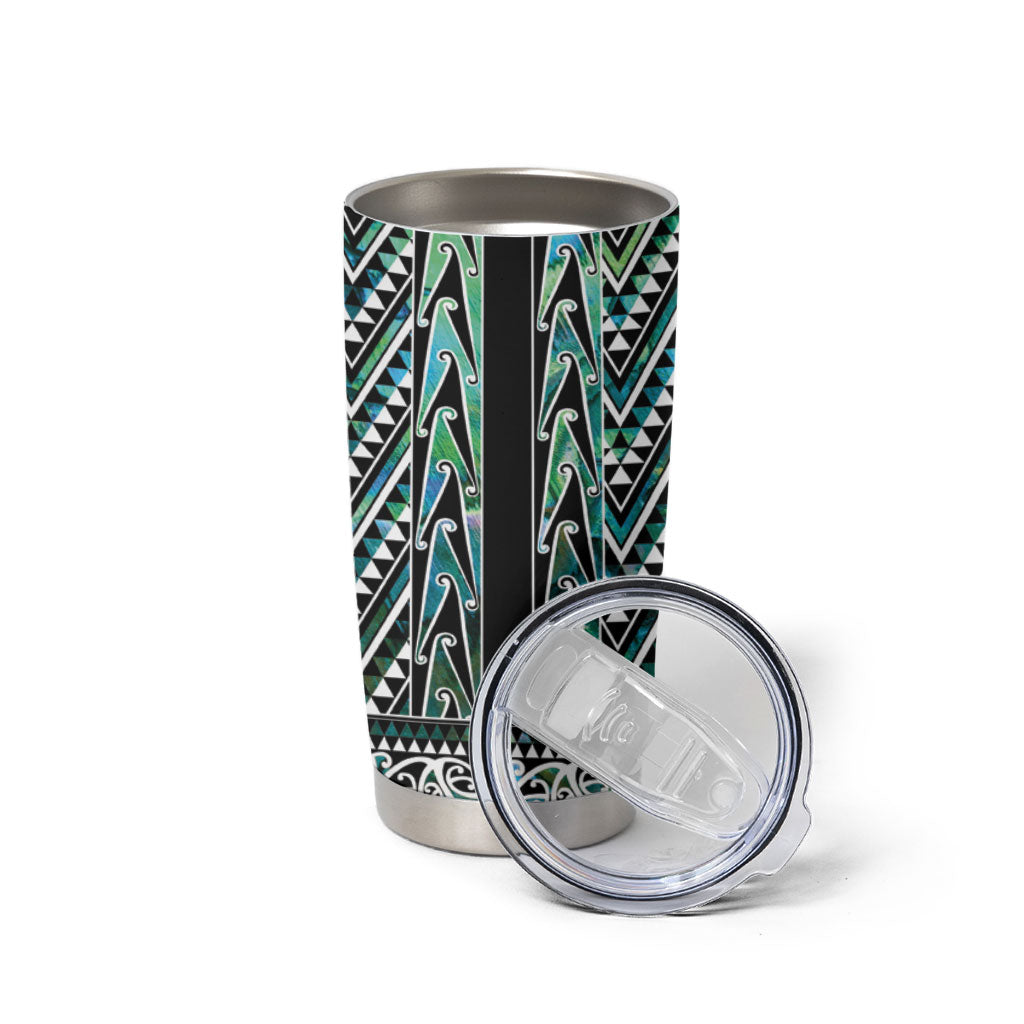 New Zealand Maori Niho Taniwha Tumbler Cup Papua Shell - Mangopare Puhoro Pattern
