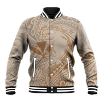 Hawaii Monk Seal and Map Baseball Jacket Polynesian Kanaka Maoli Beige Vibe