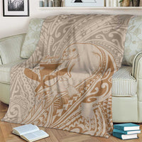 Hawaii Monk Seal and Map Blanket Polynesian Kanaka Maoli Beige Vibe