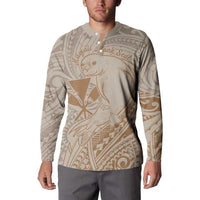 Hawaii Monk Seal and Map Button Sweatshirt Polynesian Kanaka Maoli Beige Vibe