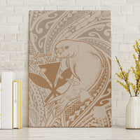 Hawaii Monk Seal and Map Canvas Wall Art Polynesian Kanaka Maoli Beige Vibe