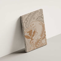 Hawaii Monk Seal and Map Canvas Wall Art Polynesian Kanaka Maoli Beige Vibe