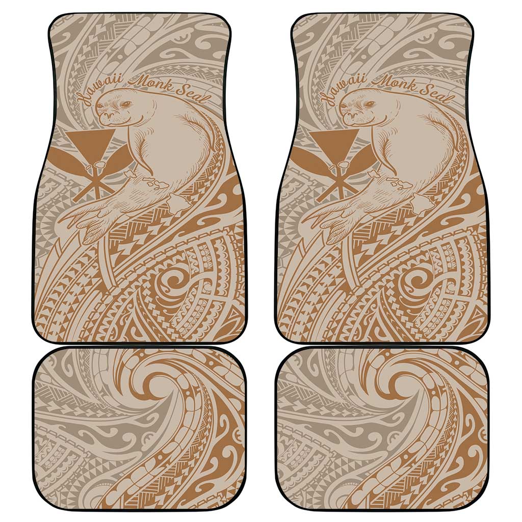 Hawaii Monk Seal and Map Car Mats Polynesian Kanaka Maoli Beige Vibe LT9 - Polynesian Pride