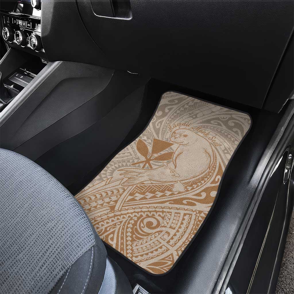 Hawaii Monk Seal and Map Car Mats Polynesian Kanaka Maoli Beige Vibe LT9 - Polynesian Pride