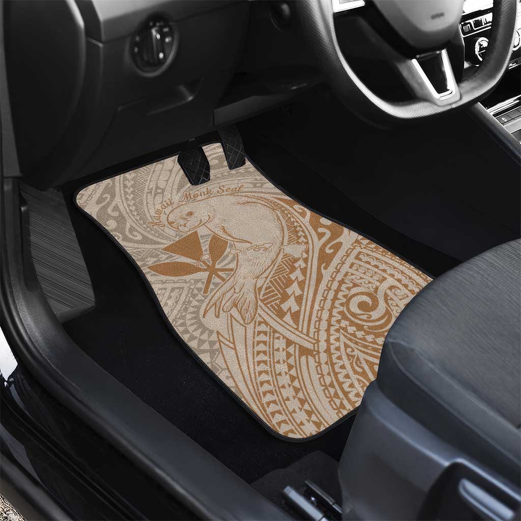 Hawaii Monk Seal and Map Car Mats Polynesian Kanaka Maoli Beige Vibe LT9 - Polynesian Pride