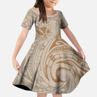 Hawaii Monk Seal and Map Family Matching Mermaid Dress and Hawaiian Shirt Polynesian Kanaka Maoli Beige Vibe