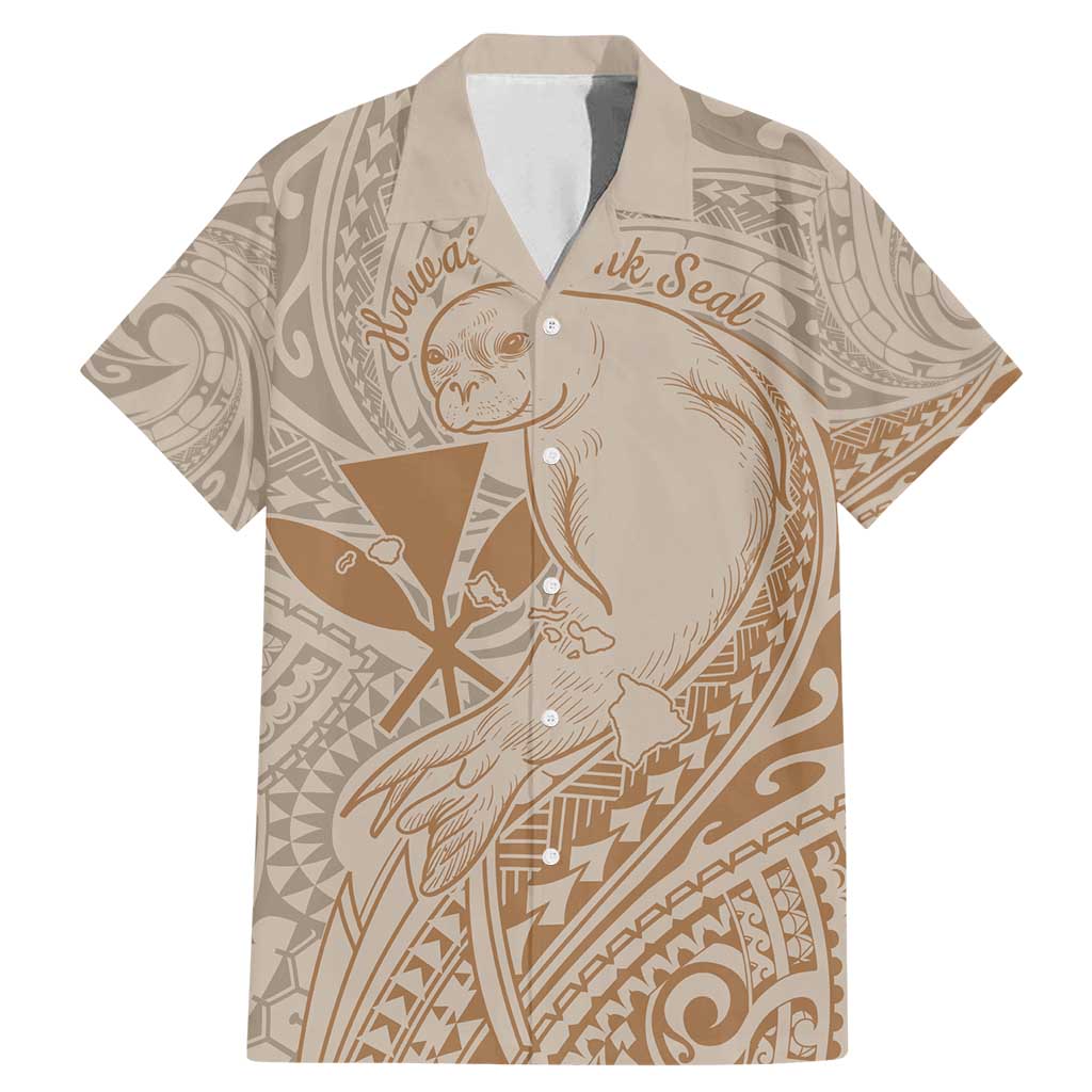 Hawaii Monk Seal and Map Family Matching Mermaid Dress and Hawaiian Shirt Polynesian Kanaka Maoli Beige Vibe