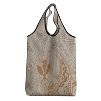 Hawaii Monk Seal and Map Grocery Bag Polynesian Kanaka Maoli Beige Vibe