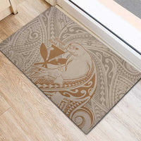 Hawaii Monk Seal and Map Rubber Doormat Polynesian Kanaka Maoli Beige Vibe