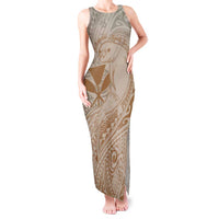 Hawaii Monk Seal and Map Tank Maxi Dress Polynesian Kanaka Maoli Beige Vibe