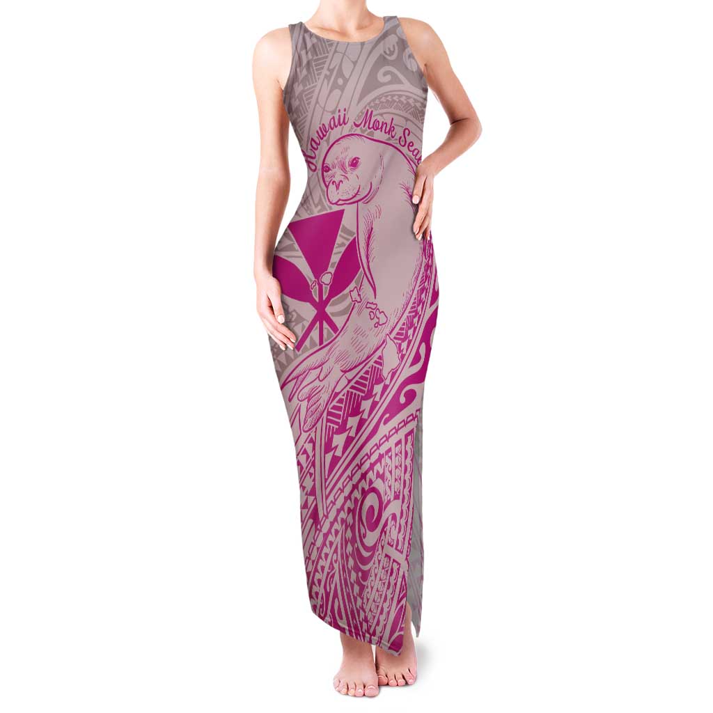 Hawaii Monk Seal and Map Family Matching Tank Maxi Dress and Hawaiian Shirt Polynesian Kanaka Maoli Pink Vibe