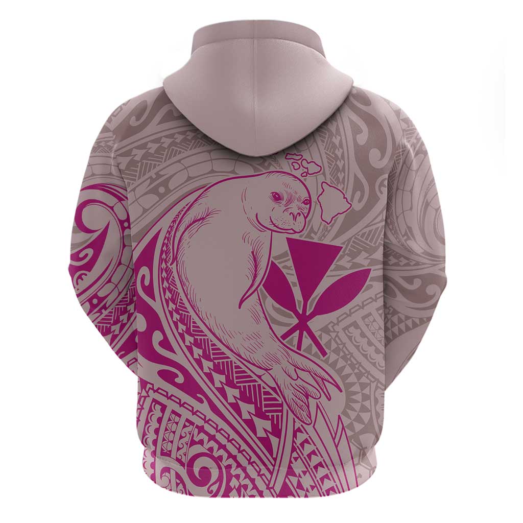 Hawaii Monk Seal and Map Hoodie Polynesian Kanaka Maoli Pink Vibe