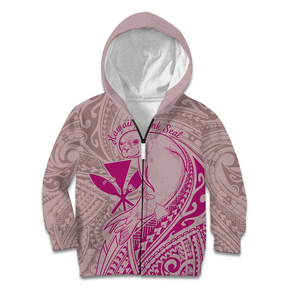 Hawaii Monk Seal and Map Kid Hoodie Polynesian Kanaka Maoli Pink Vibe