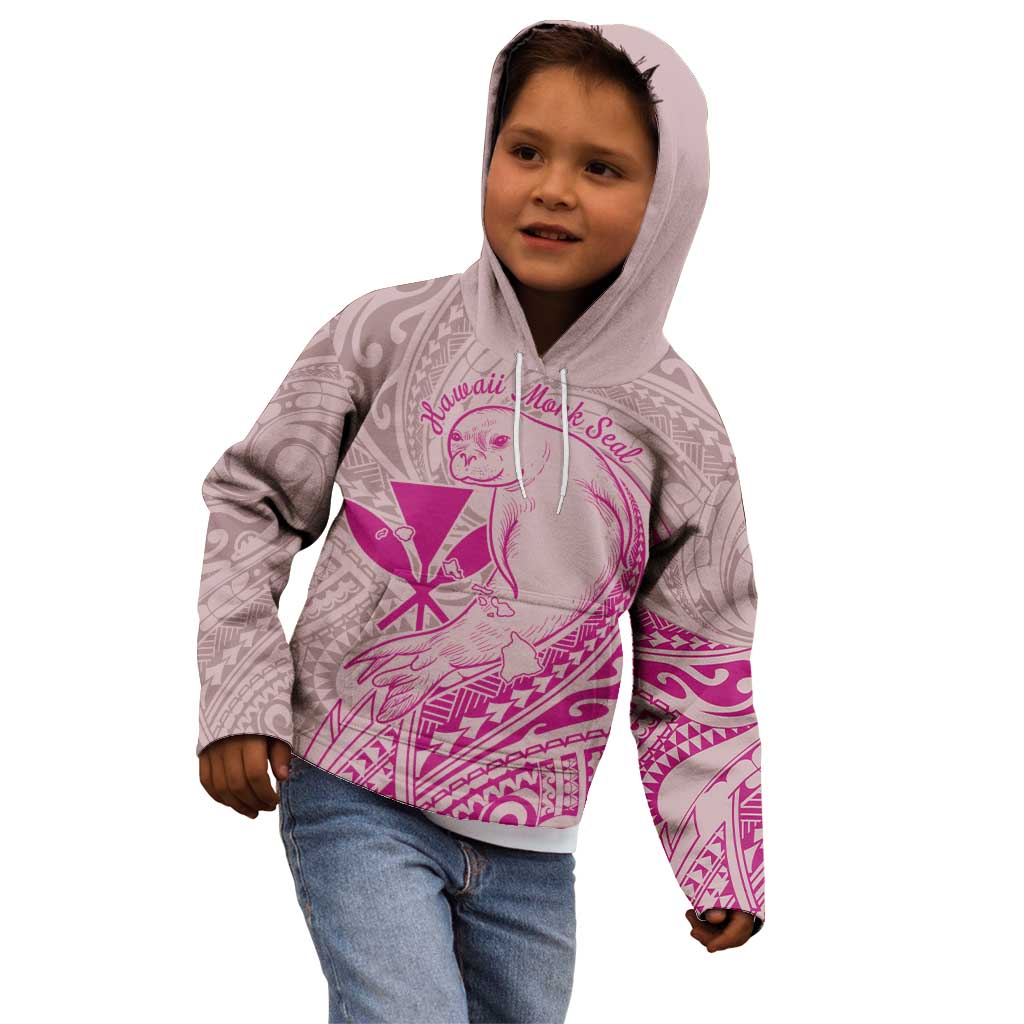 Hawaii Monk Seal and Map Kid Hoodie Polynesian Kanaka Maoli Pink Vibe