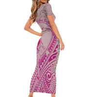 Hawaii Monk Seal and Map Short Sleeve Bodycon Dress Polynesian Kanaka Maoli Pink Vibe
