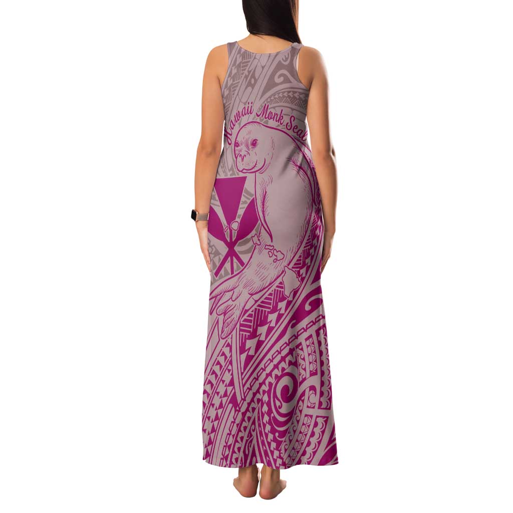 Hawaii Monk Seal and Map Tank Maxi Dress Polynesian Kanaka Maoli Pink Vibe