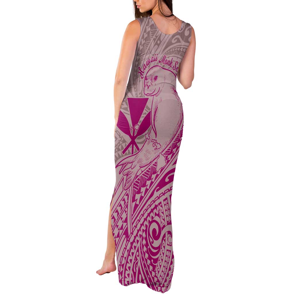 Hawaii Monk Seal and Map Tank Maxi Dress Polynesian Kanaka Maoli Pink Vibe