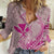 Hawaii Monk Seal and Map Women Casual Shirt Polynesian Kanaka Maoli Pink Vibe