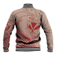 Hawaii Monk Seal and Map Baseball Jacket Polynesian Kanaka Maoli Red Vibe
