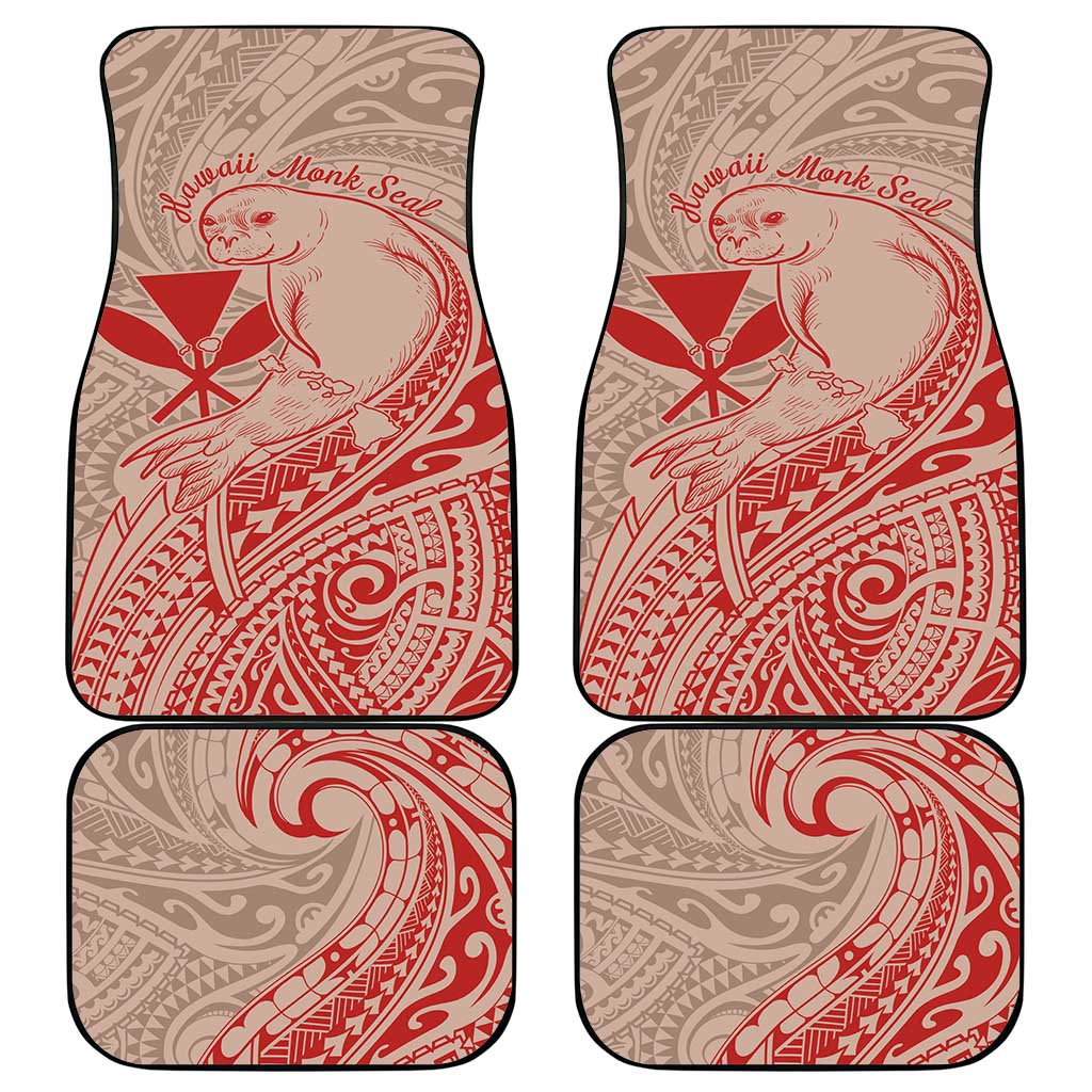 Hawaii Monk Seal and Map Car Mats Polynesian Kanaka Maoli Red Vibe LT9 - Polynesian Pride