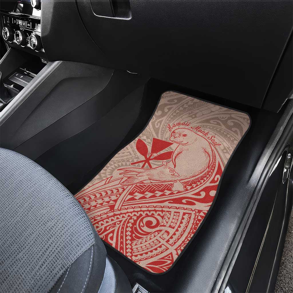 Hawaii Monk Seal and Map Car Mats Polynesian Kanaka Maoli Red Vibe LT9 - Polynesian Pride