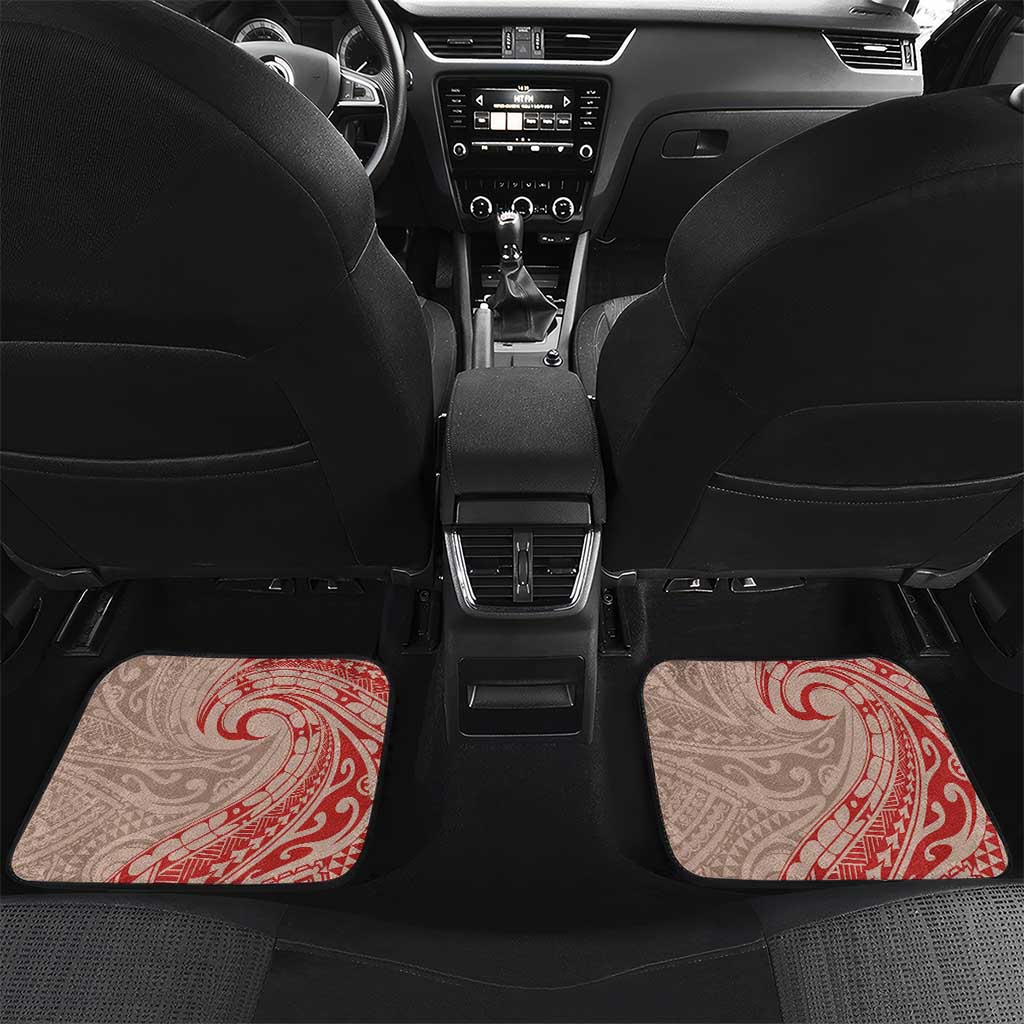 Hawaii Monk Seal and Map Car Mats Polynesian Kanaka Maoli Red Vibe LT9 Set 2pcs - Back Red - Polynesian Pride