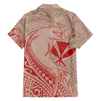 Hawaii Monk Seal and Map Family Matching Summer Maxi Dress and Hawaiian Shirt Polynesian Kanaka Maoli Red Vibe