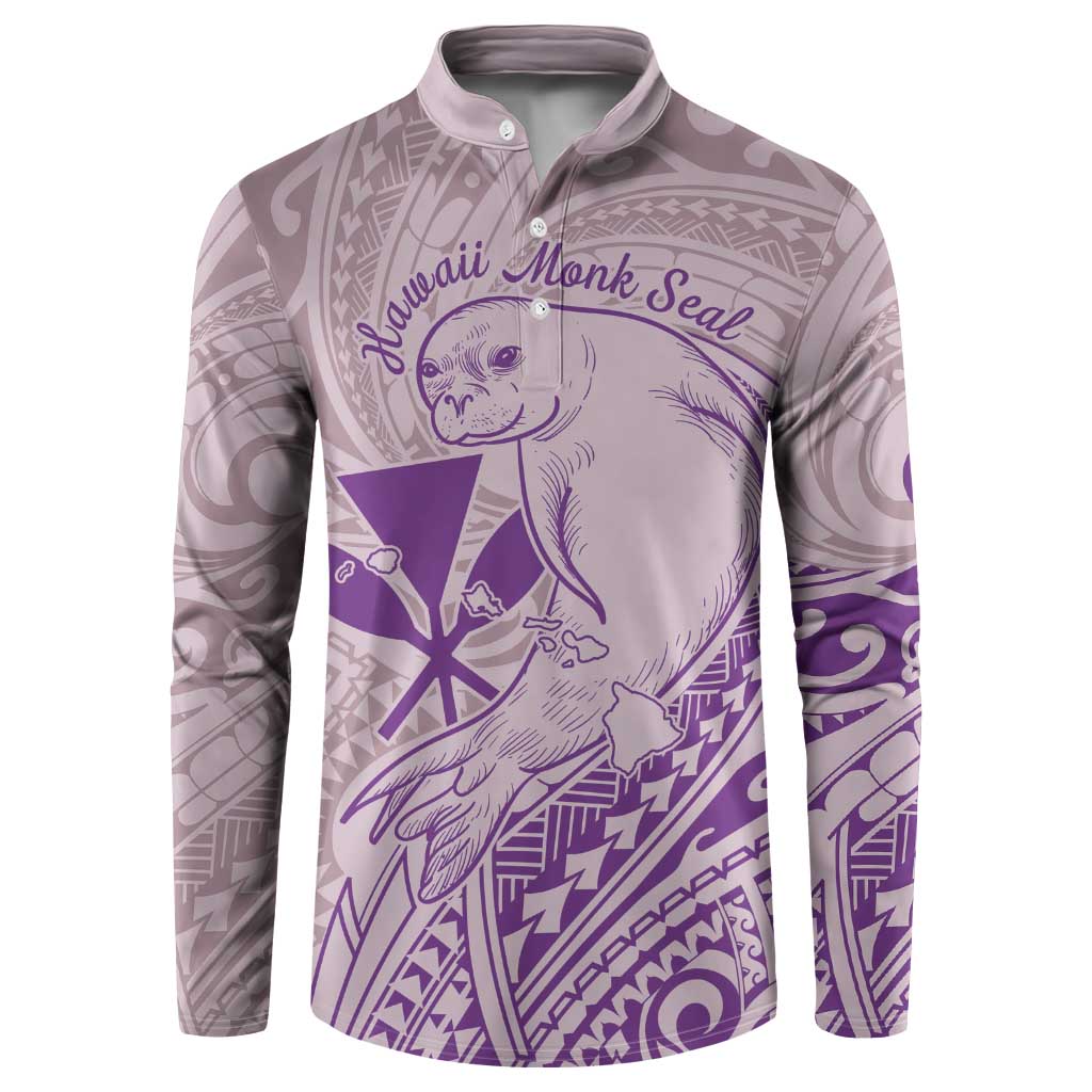 Hawaii Monk Seal and Map Button Sweatshirt Polynesian Kanaka Maoli Violet Vibe