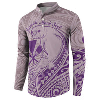 Hawaii Monk Seal and Map Button Sweatshirt Polynesian Kanaka Maoli Violet Vibe