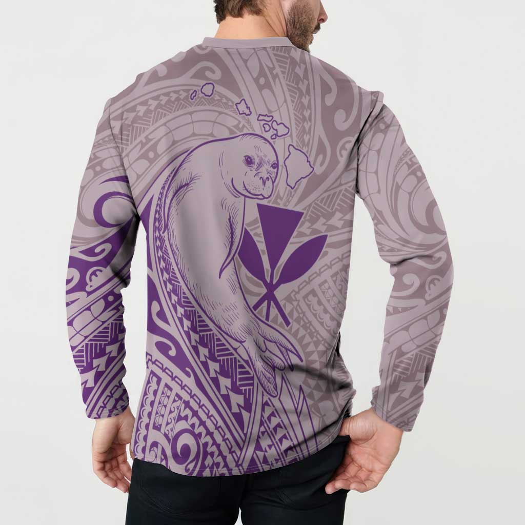 Hawaii Monk Seal and Map Button Sweatshirt Polynesian Kanaka Maoli Violet Vibe