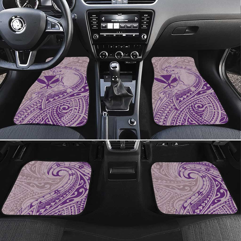 Hawaii Monk Seal and Map Car Mats Polynesian Kanaka Maoli Violet Vibe LT9 Set 4pcs Violet - Polynesian Pride
