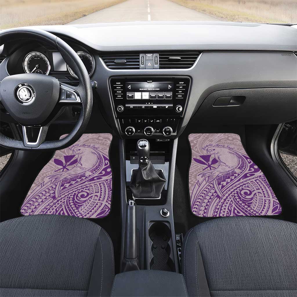 Hawaii Monk Seal and Map Car Mats Polynesian Kanaka Maoli Violet Vibe LT9 Set 2pcs - Front Violet - Polynesian Pride