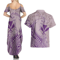 Hawaii Monk Seal and Map Couples Matching Summer Maxi Dress and Hawaiian Shirt Polynesian Kanaka Maoli Violet Vibe