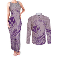 Hawaii Monk Seal and Map Couples Matching Tank Maxi Dress and Long Sleeve Button Shirt Polynesian Kanaka Maoli Violet Vibe