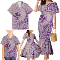 Hawaii Monk Seal and Map Family Matching Mermaid Dress and Hawaiian Shirt Polynesian Kanaka Maoli Violet Vibe