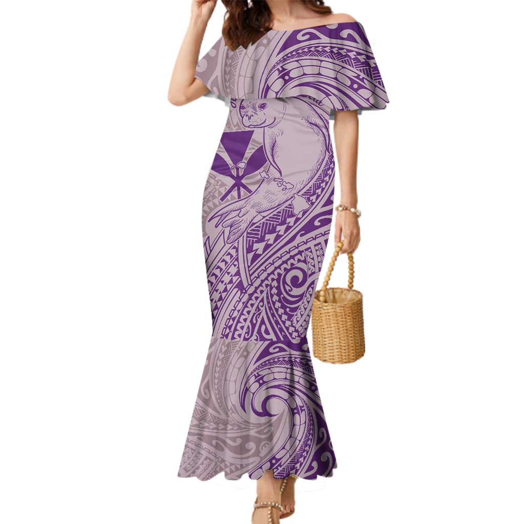 Hawaii Monk Seal and Map Family Matching Mermaid Dress and Hawaiian Shirt Polynesian Kanaka Maoli Violet Vibe