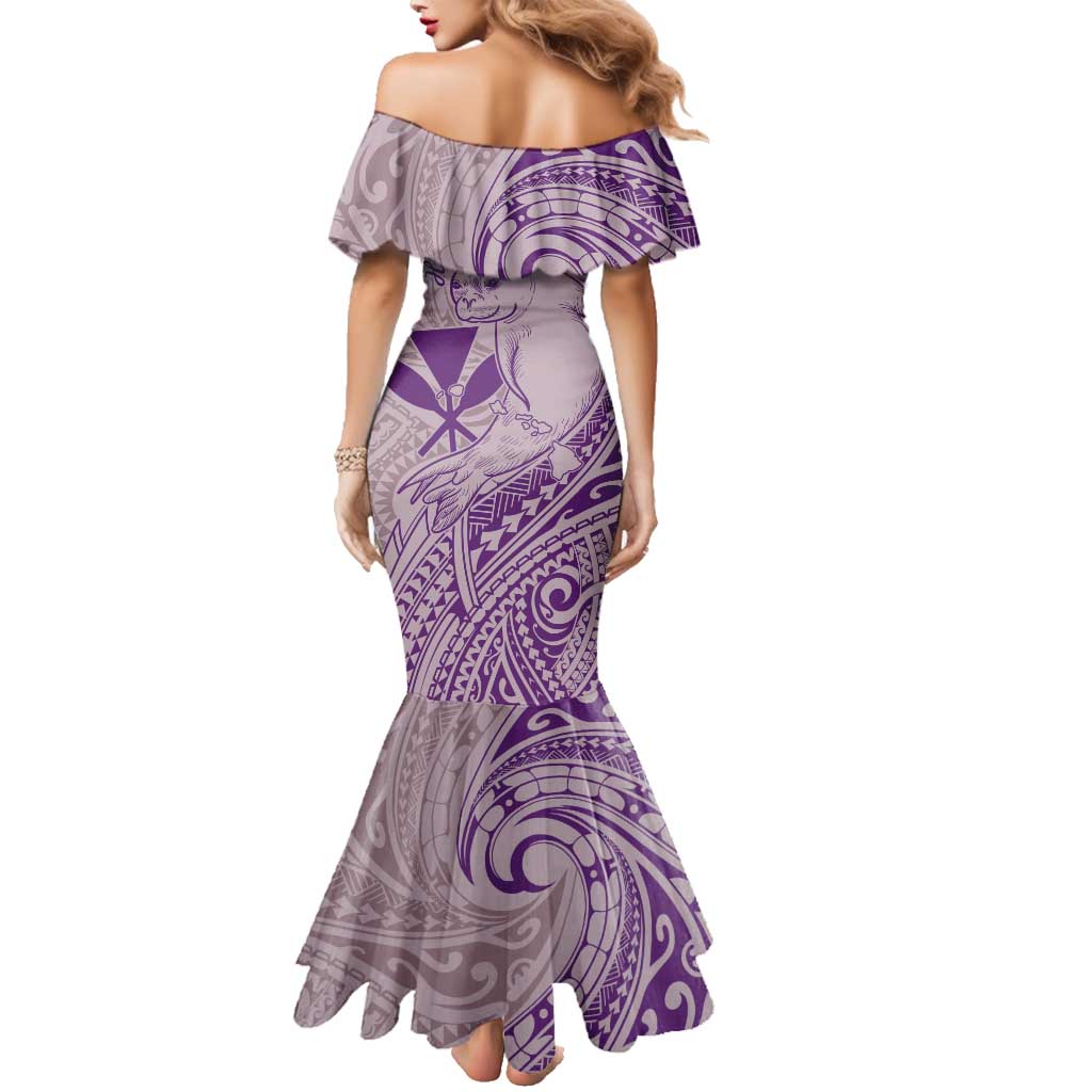 Hawaii Monk Seal and Map Family Matching Mermaid Dress and Hawaiian Shirt Polynesian Kanaka Maoli Violet Vibe
