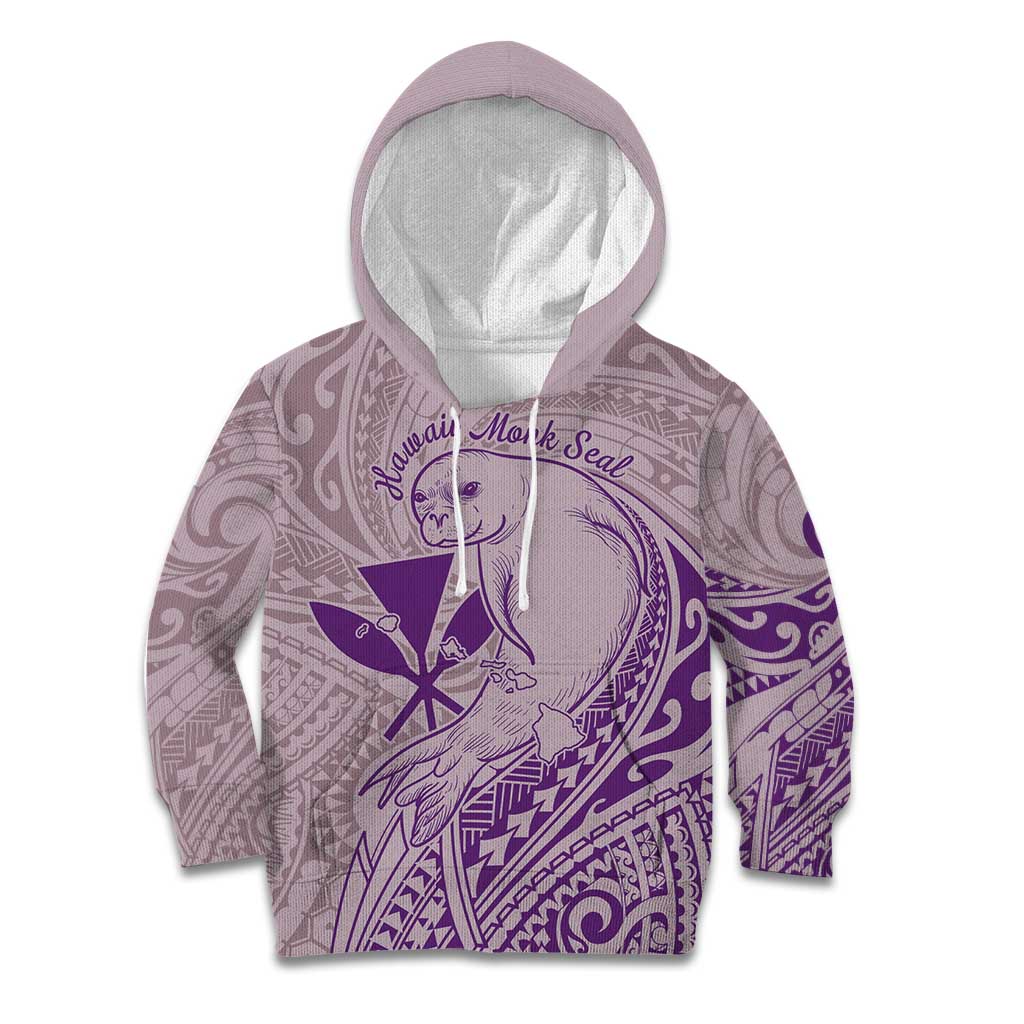 Hawaii Monk Seal and Map Kid Hoodie Polynesian Kanaka Maoli Violet Vibe