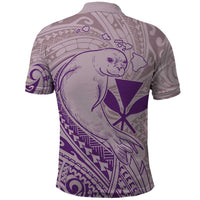 Hawaii Monk Seal and Map Polo Shirt Polynesian Kanaka Maoli Violet Vibe