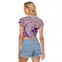 Hawaii Monk Seal and Map Raglan Cropped T Shirt Polynesian Kanaka Maoli Violet Vibe