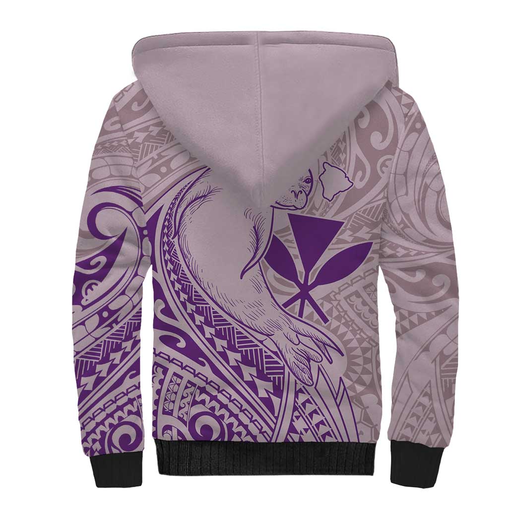 Hawaii Monk Seal and Map Sherpa Hoodie Polynesian Kanaka Maoli Violet Vibe