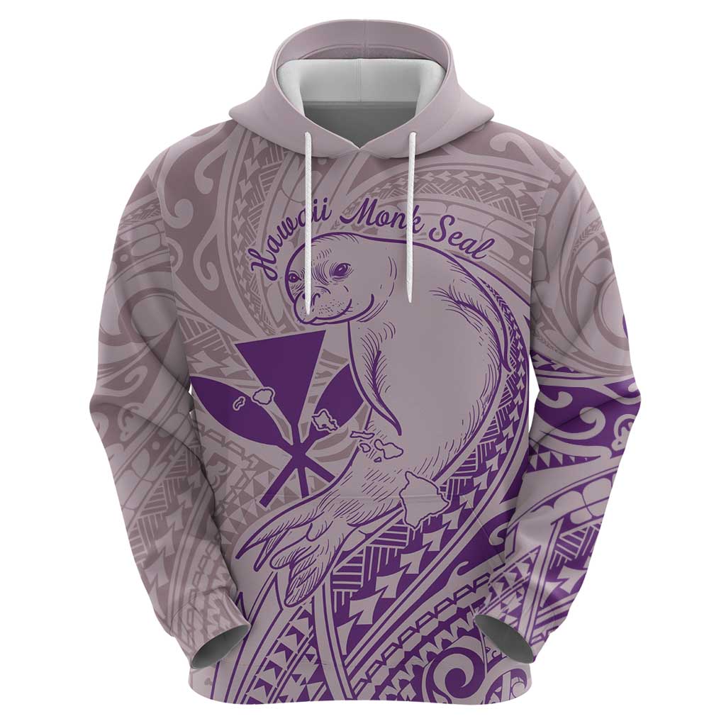 Hawaii Monk Seal and Map Zip Hoodie Polynesian Kanaka Maoli Violet Vibe