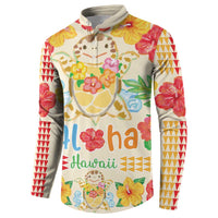 Kawaii Turtle Button Sweatshirt Aloha Hibiscus Flowers
