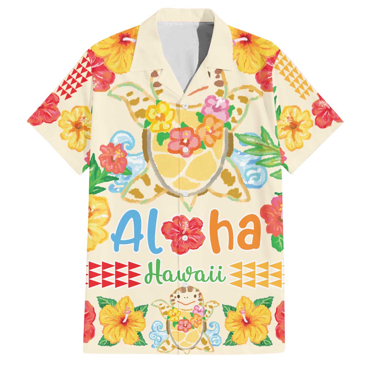 Kawaii Turtle Family Matching Puletasi and Hawaiian Shirt Aloha Hibiscus Flowers