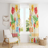Kawaii Turtle Window Curtain Aloha Hibiscus Flowers