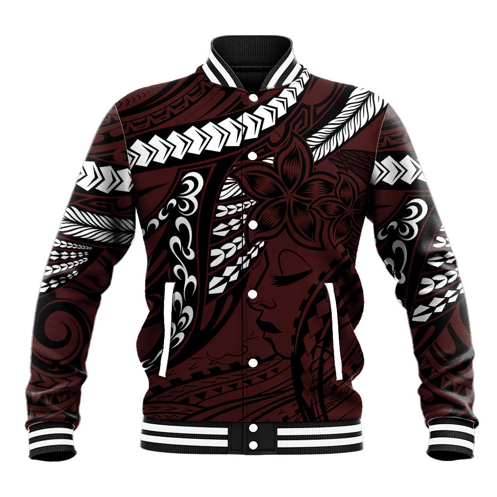 Polynesian Girl Tribal Tattoo Baseball Jacket Oxbood Vibe LT9 Unisex Oxblood - Polynesian Pride